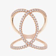 Sif Jakobs Ladies Rose Gold-Plated 'Fucino' Crossover White Cubic Zirconia Ring SJ-R0059-CZ(RG)
