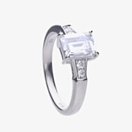 Diamonfire Silver Emerald Cut Cubic Zirconia Five Stone Ring R3714