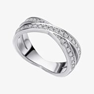 Diamonfire Sterling Silver Cubic Zirconia Cross Over Ring R4001