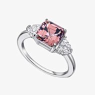 Diamonfire Sterling Silver Pink Cubic Zirconia Trilogy Ring R3999