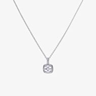 Diamonfire Silver Square Pave Set Cubic Zirconia Pendant Necklace P4617
