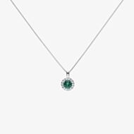 Diamonfire Round Green Cubic Zirconia Halo Pendant Necklace P4624