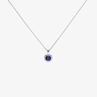 Diamonfire Round Blue Cubic Zirconia Halo Pendant Necklace P4626