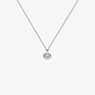 Diamonfire Silver Bezel Set 1.00ct Round Cubic Zirconia Pendant Necklace P4643
