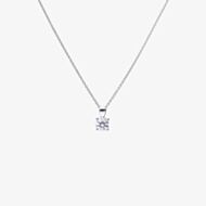 Diamonfire Silver 1.00ct Round Cubic Zirconia 4 Claw Pendant Necklace P4919