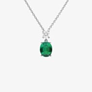 Diamonfire Silver Green Oval Cubic Zirconia Pendant Necklace P5113