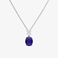 Diamonfire Sterling Silver Oval Blue Cubic Zirconia Drop Necklace P4964