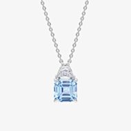Diamonfire Sterling Silver Square Light Blue Cubic Zirconia Necklace N4660