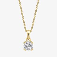 Diamonfire Gold Plated Double Claw Cubic Zirconia Solitaire Pendant Necklace P5585