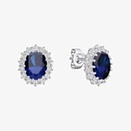 Diamonfire Sterling Silver Blue Cubic Zirconia Oval Stud Earrings E5586