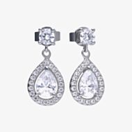 Diamonfire Silver Cubic Zirconia Teardrop Drop Earrings E5594