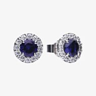 Diamonfire Silver Blue Round Cubic Zirconia Halo Stud Earrings E5598