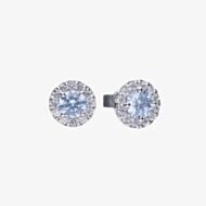 Diamonfire Silver Light Blue Round Cubic Zirconia Halo Stud Earrings E5776