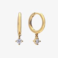 Diamonfire 24ct Gold Plated Cubic Zirconia Drop Hoop Earrings E6307