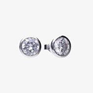 Diamonfire Silver Bezel Set 2.00ct Cubic Zirconia Stud Earrings E6620