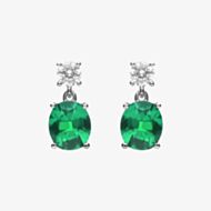 Diamonfire Sterling Silver Green Cubic Zirconia Drop Earrings E6199