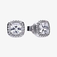 Diamonfire Sterling Silver Square Cubic Zirconia Halo Stud Earrings E5590