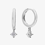 Diamonfire Silver Cubic Zirconia Drop Huggie Hoop Earrings E6306