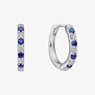 Diamonfire Sterling Silver Blue & White Cubic Zirconia Hoop Earrings E6699