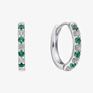 Diamonfire Sterling Silver Green & White Cubic Zirconia Hoop Earrings E6700
