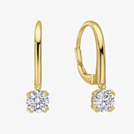 Diamonfire Gold Plated Cubic Zirconia Solitaire Lever Back Earrings E6726