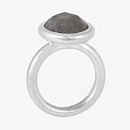 SENCE Twilight Silver Plated Round Faceted Labradorite Ring V023
