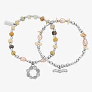 ChloBo Treasures Of Bali Peace And Balance Sterling Silver Mixed Stone Set Of Two Bracelet SBSETAPS3538