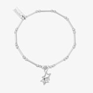 ChloBo Silver Dainty Moon Cut Sparkle Interlocking Star Bracelet SBMCTN3406