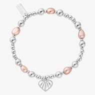 ChloBo Silver Loving Heart Pink Pearl Bracelet SBPP3344