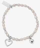 ChloBo Confetti Falls Forever Love Silver and Freshwater Pearl 18cm Bracelet SBFOREVER18