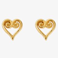 ChloBo Scroll Gold Plated Heart Stud Earrings GEST3425