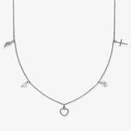 Angel Whisperer Silver Heart Multi Charm Necklace ERN-FLH-PE-ZI