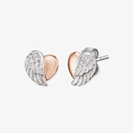 Angel Whisperer Two Tone Heart Wing Stud Earrings ERE-LILHEARTWING-BI