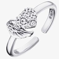 Angel Whisperer Silver Heart Wing Ring ERR-WINGHEART-ZI