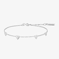 Ania Haie Starlit Drops Silver Pave Puffed Heart Station Bracelet B074-06H