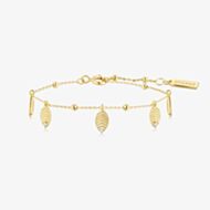 Ania Haie Ripple Joy 14ct Gold Plated Leaf Station Bracelet B073-05G