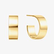 Ania Haie Vogue Maven 14ct Gold Plated Medium Flat Hoop Earrings E062-04G