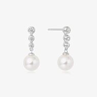 Ania Haie Miss Dainty Sterling Silver Cubic Zirconia Shell Pearl Drop Earrings E065-03H