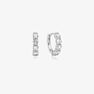 Ania Haie Luna Gaze Silver Quintet Cubic Zirconia Huggie Earrings E075-05H