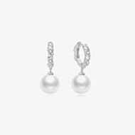 Ania Haie Luna Gaze Silver Shell Pearl Dangling Twisted Huggie Earrings E075-14H