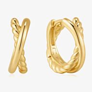 Ania Haie Tide Echo 14ct Gold Plated Entwined Dual Huggie Hoop Earrings E072-06G