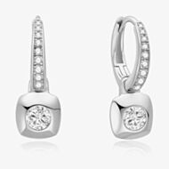 Ania Haie Tide Echo Silver Modern Bezel-Set Huggie Hoop Earrings E072-02H