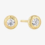 Ania Haie Tide Echo 14ct Gold Plated Textured Bezel-Set Stud Earrings E072-01G