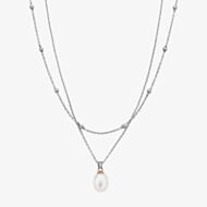 Clogau Ladies Sterling Silver Beachcomber Layered Single Pearl Necklace 3SBCH829