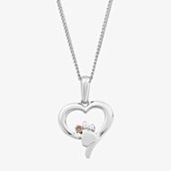 Clogau Ladies Sterling Silver Paw Print Heart Topaz Pendant Necklace 3SPMH769