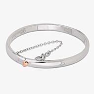 Clogau Silver 9ct Rose Gold Cariad Heart Bangle 3SCBG