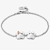 Clogau Paw Prints On My Heart Silver Two Paws Bracelet 3SPWP0823