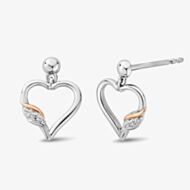 Clogau Past Present Future Silver White Topaz Heart Stud Earrings 3SPPF0800