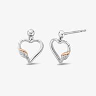 Clogau Past Present Future Silver White Topaz Heart Stud Earrings 3SPPF0800