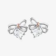 Clogau Silver 9ct Rose Gold Cubic Zirconia Christmas Bow Earrings 3SCGS0715